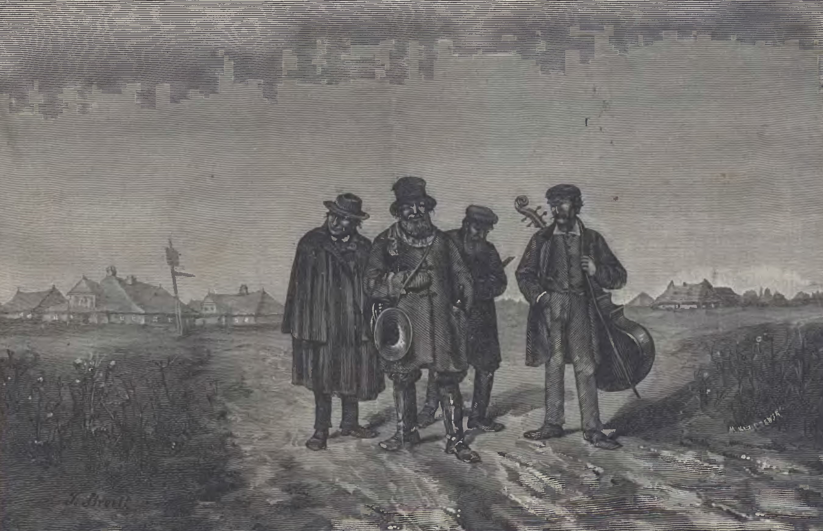 Ilustracja 2. Franciszek Streitt, <i>Wędrujący kwartet<i/>, „Kłosy”, nr 535 z 30 IX 1875, Biblioteka Cyfrowa Uniwersytetu Łódzkiego